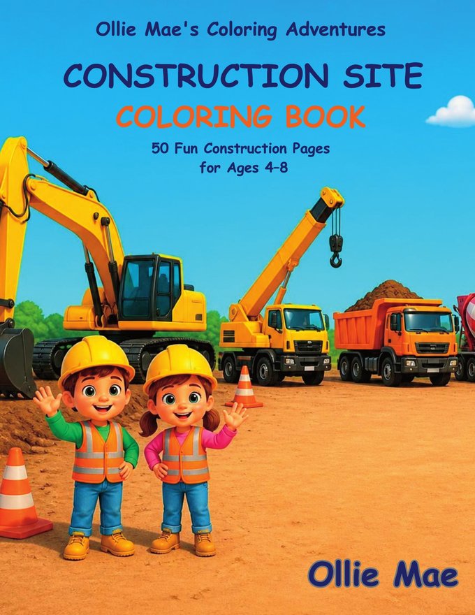 Construction Site Coloring Book cover